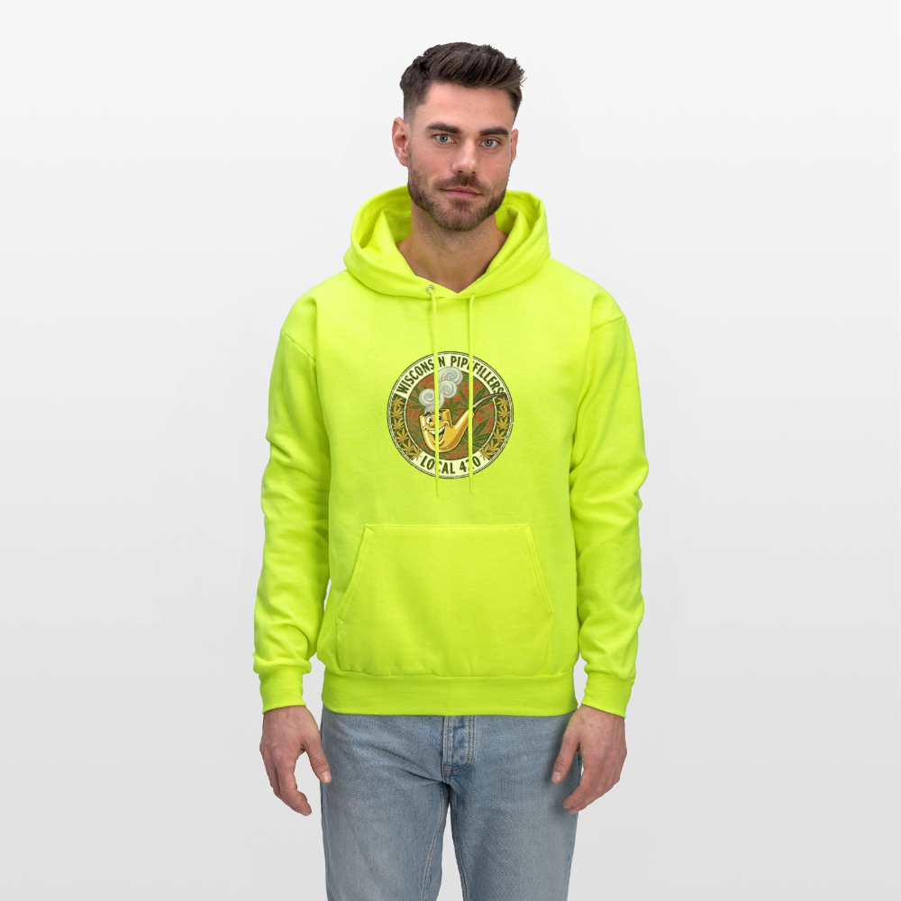 WISCONSIN PIPEFILLERS LOCL 420 Men's Hoodie - safety green