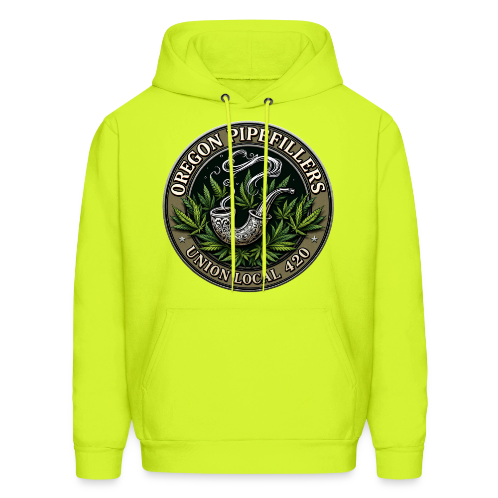 OREGON PIPEFILLERS LOCAL 420 2 EMBLEM Men's Hoodie - safety green