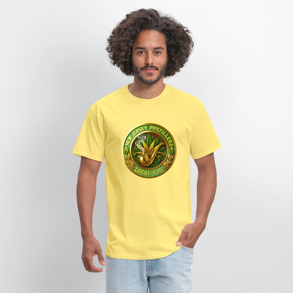 NEW JERSEY PIPEFILLERS LOCAL 420 F/B DESIGN Men's T-Shirt - cornsilk