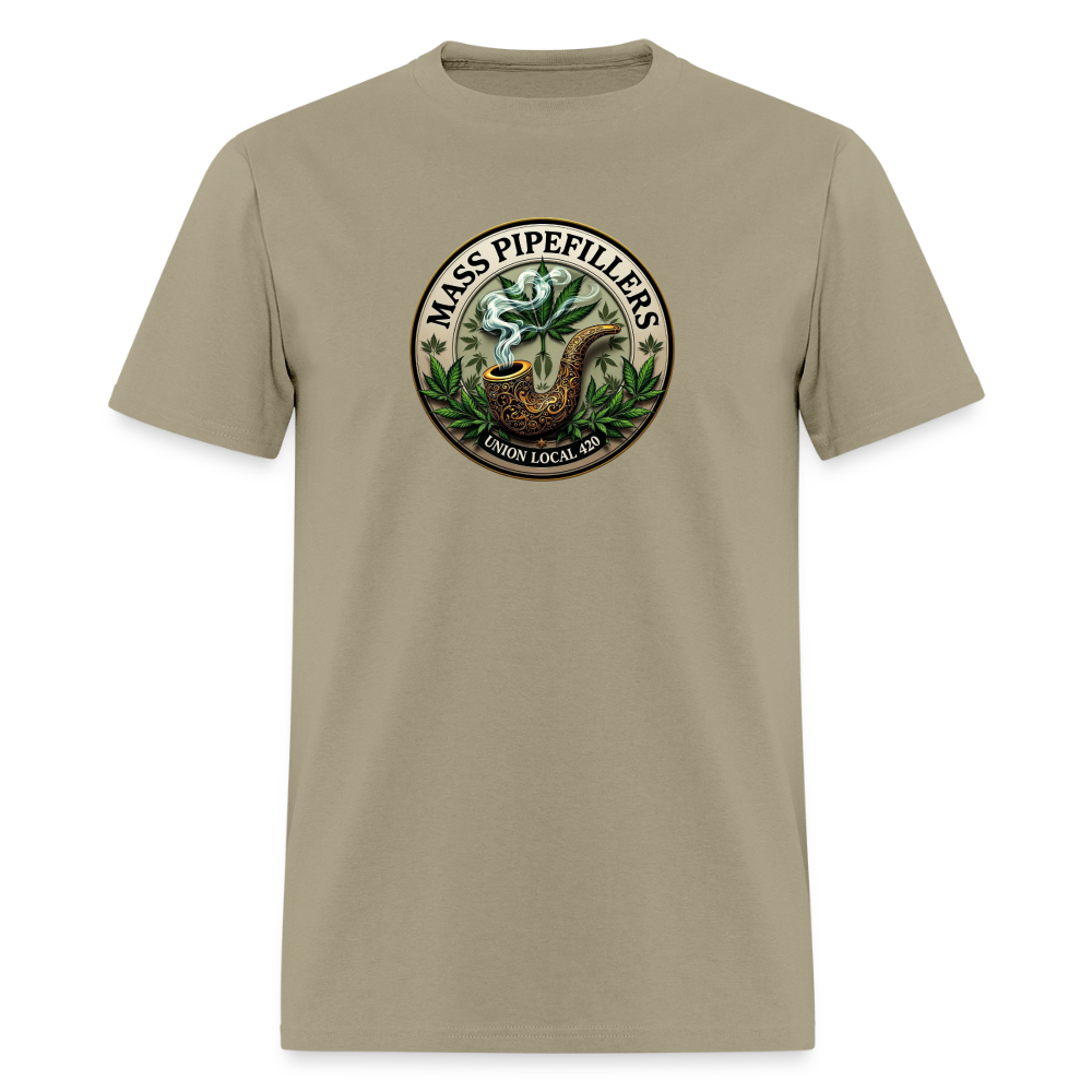 MASS PIPEFILLERS LOCAL 420 2 EMBLEM Men's T-Shirt - khaki