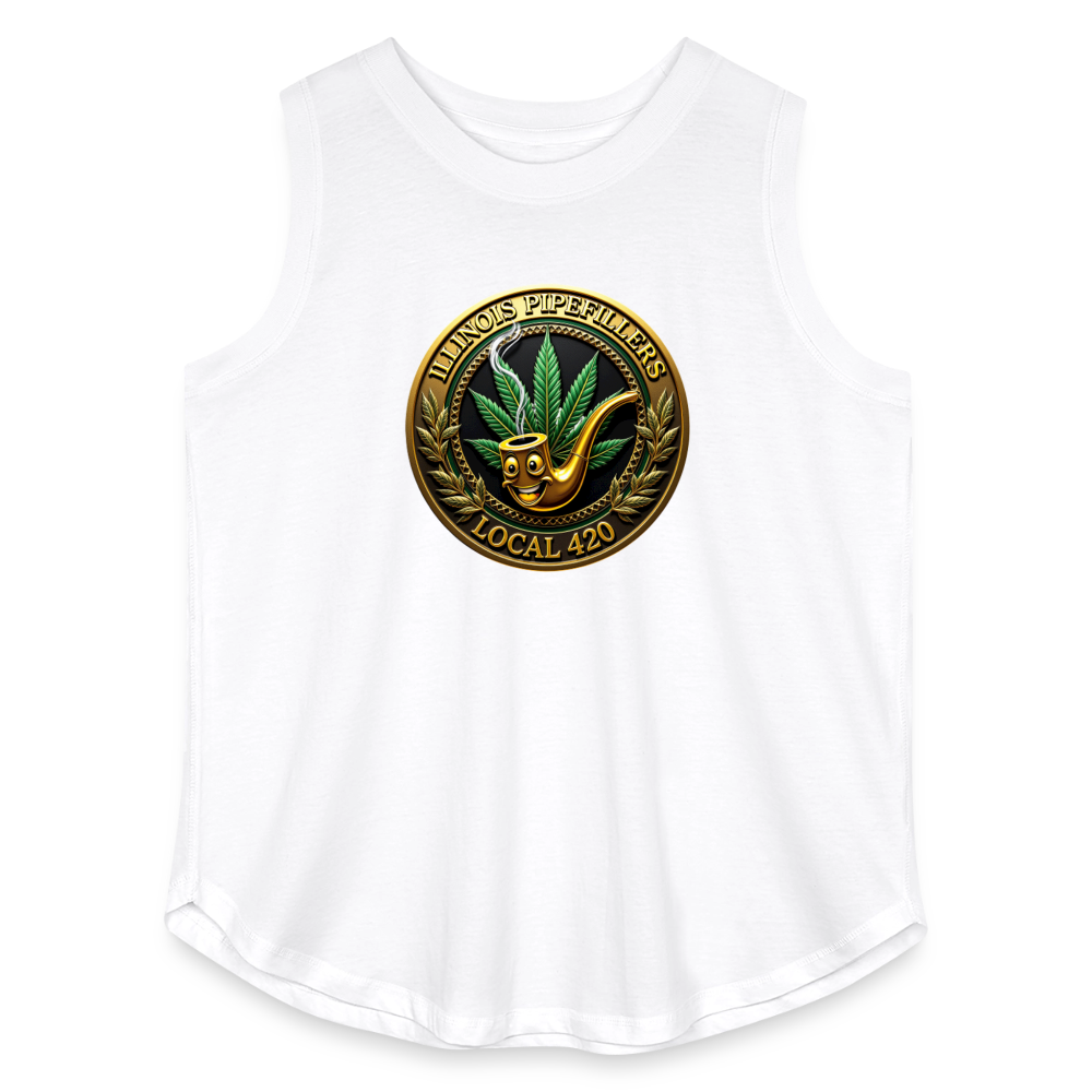 ILLINOIS PIPEFILLERS LOCAL 420 F/B EMBLEMS Women's Curvy Relaxed Tank Top - white