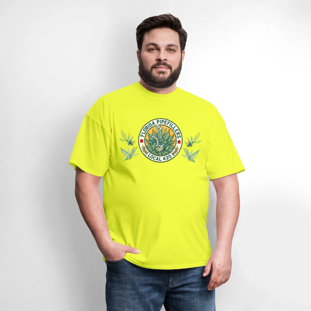 FLORIDA PIPEFILLERS LOCAL 420 Men's T-Shirt - safety green