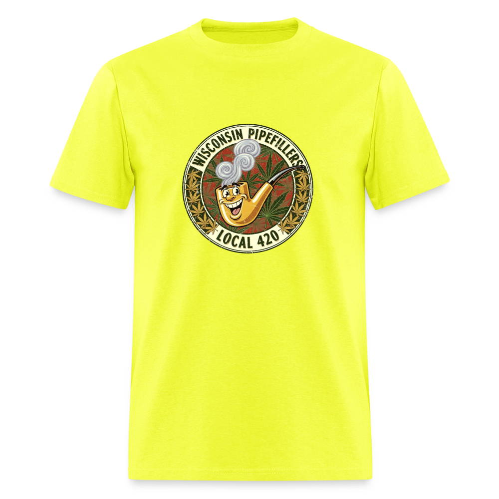 WISCONSIN PIPEFILLERS LOCL 420 Men's T-Shirt - safety green