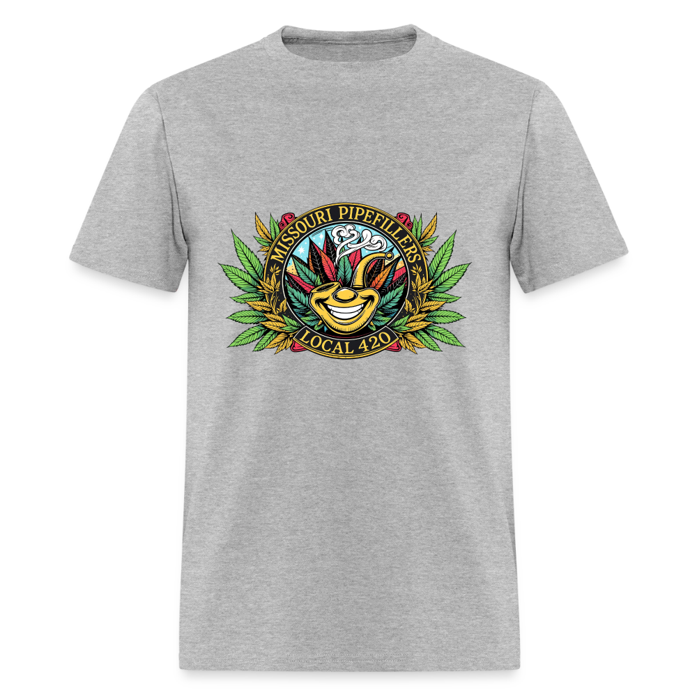 MISSOURI PIPEFILLERS LOCAL 420  F/B DESIGNS  Men's T-Shirt - heather gray