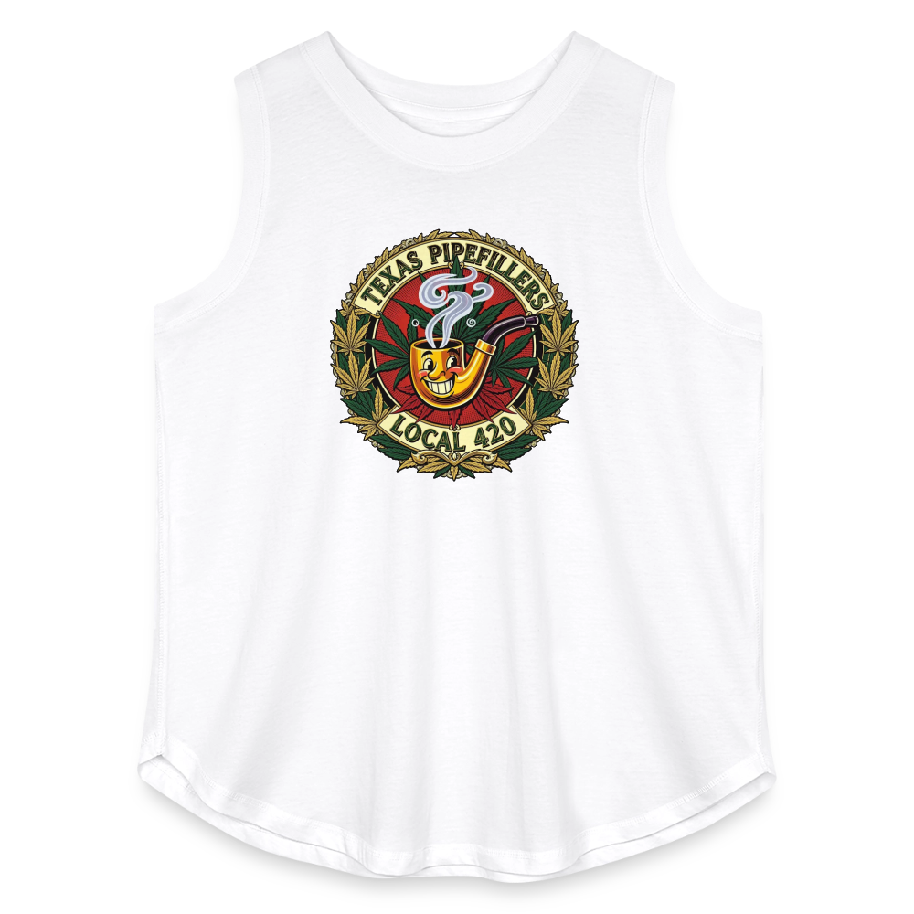 TEXAS PIPEFILLERS LOCAL 420 F.B DESIGN Women's Curvy Relaxed Tank Top - white