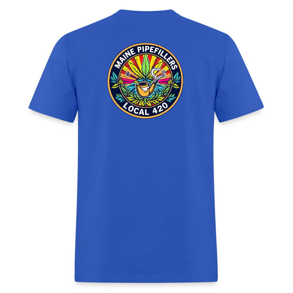 MAINE PIPEFILLERS LOCAL 420 2 EMBLEM Men's T-Shirt - royal blue