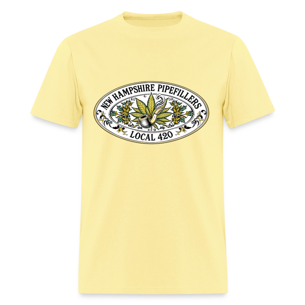 NEW HAMPSHIRE PIPEFILLERS LOCAL 420 2 EMBLEM Men's T-Shirt - cornsilk