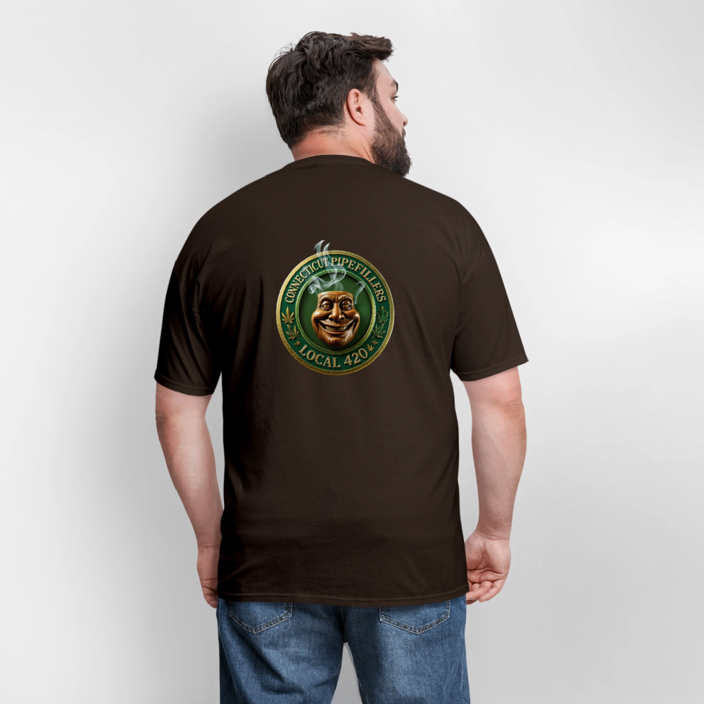 CONNECTICUT PIPEFILLERS LOCAL 420 F/B DESIGN Men's T-Shirt - brown