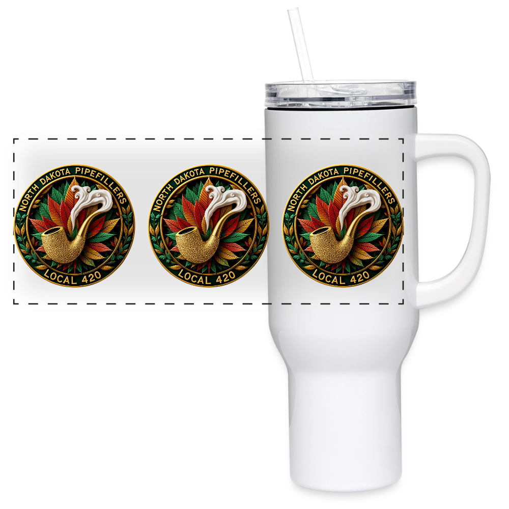 NORTH DAKOTA PIPEFILLERS LOCAL 420 40oz Travel Tumbler - white