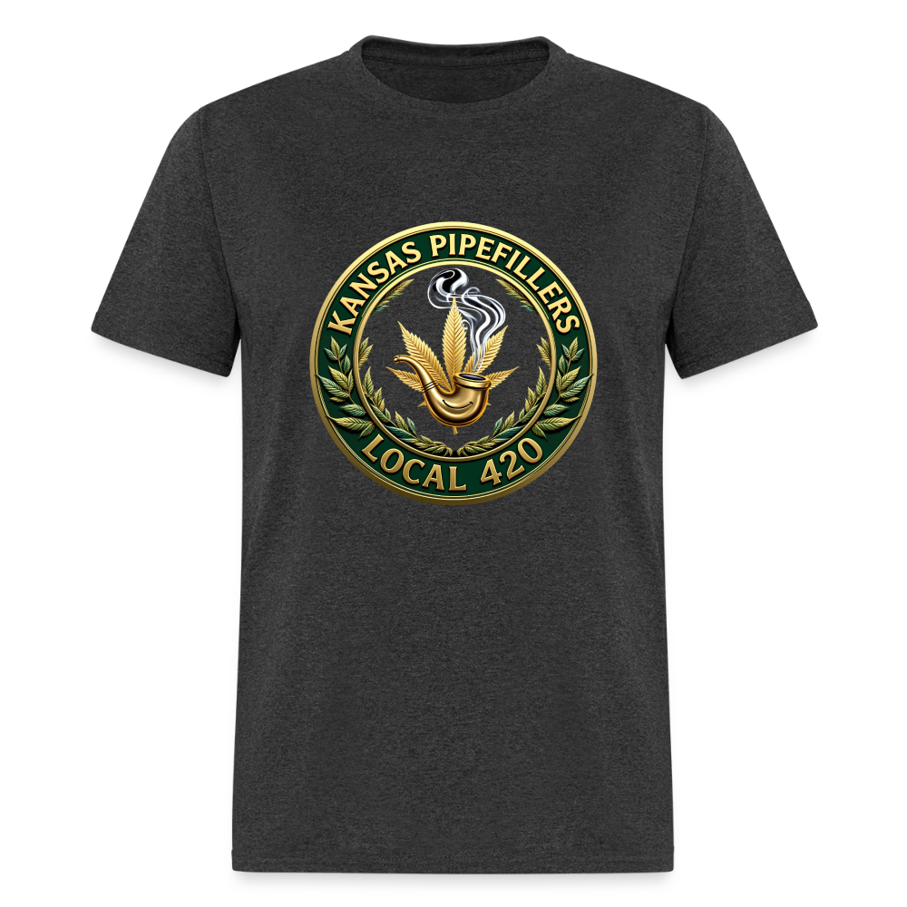 KANSAS PIPEFILLERS LOCAL 420 F/B DESIGNS Men's T-Shirt - heather black
