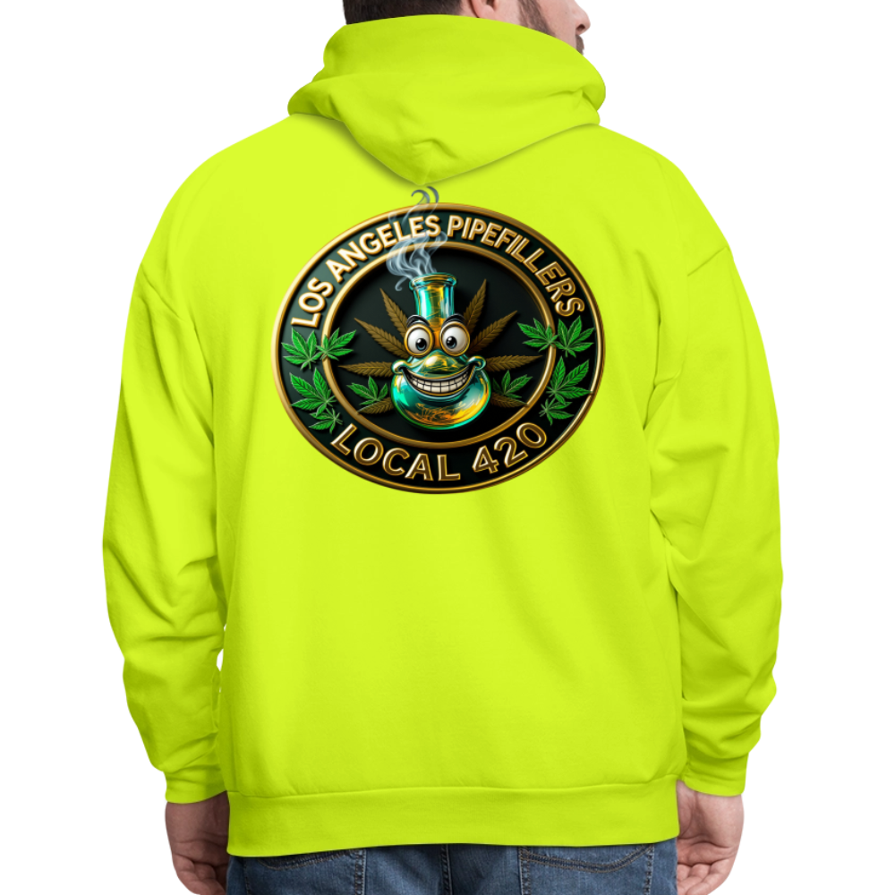 LOS ANGLES PIPEFILLERS LOCAL 420 2 EMBLEM Men's Hoodie - safety green