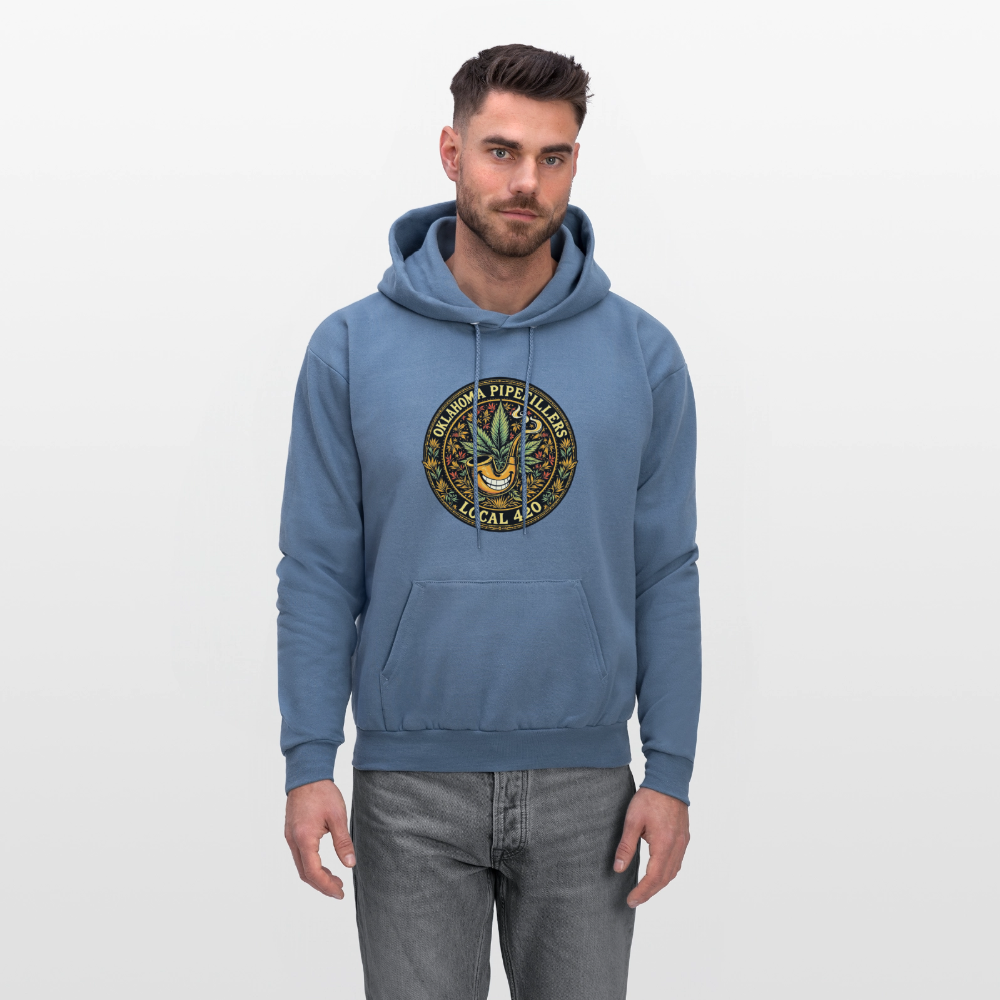 OKLAHOMA PIPEFILLERS LOCAL 420  F/B DESIGNS Men's Hoodie - denim blue