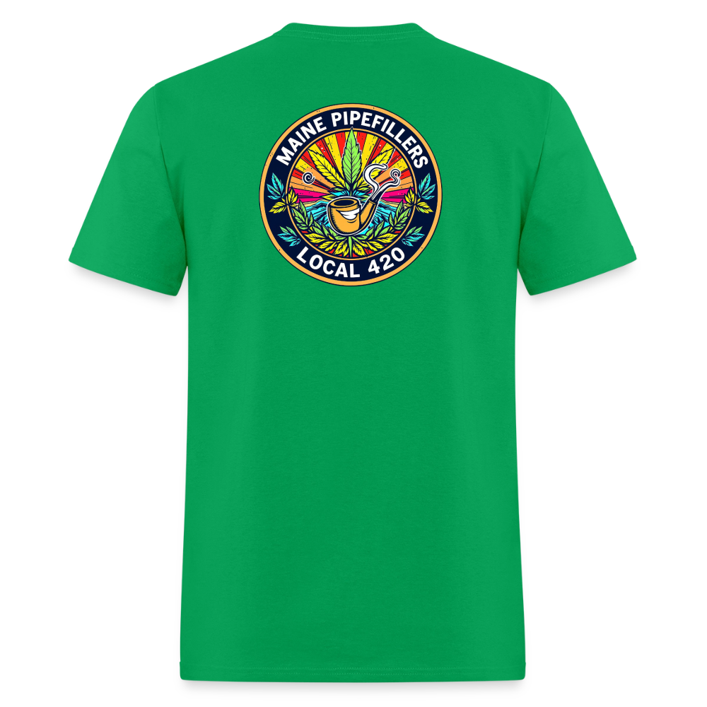 MAINE PIPEFILLERS LOCAL 420 2 EMBLEM Men's T-Shirt - bright green