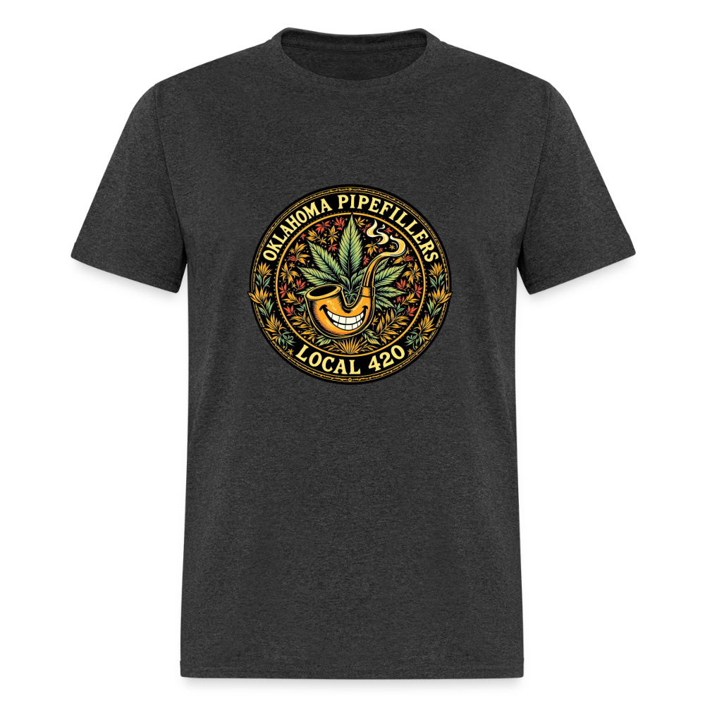 OKLAHOMA PIPEFILLERS LOCAL 420  F/B DESIGNS Men's T-Shirt - heather black