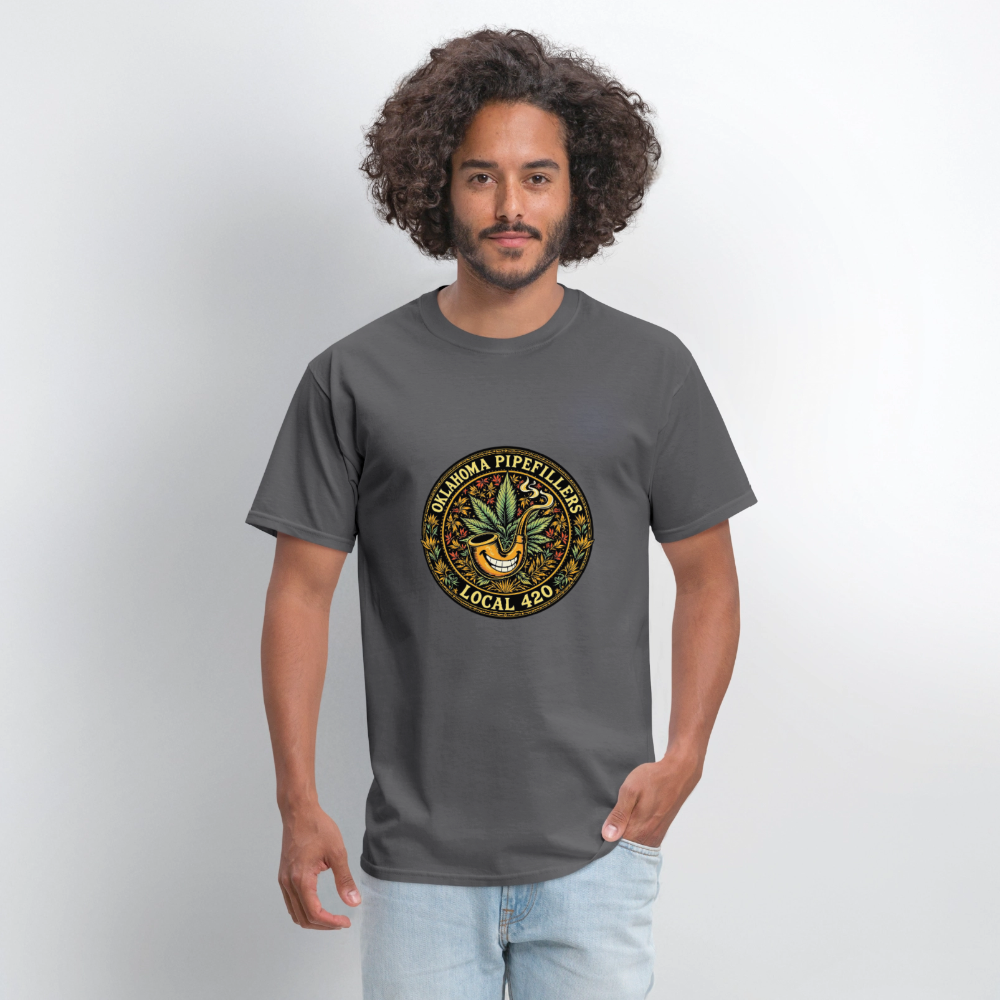 OKLAHOMA PIPEFILLERS LOCAL 420  F/B DESIGNS Men's T-Shirt - charcoal
