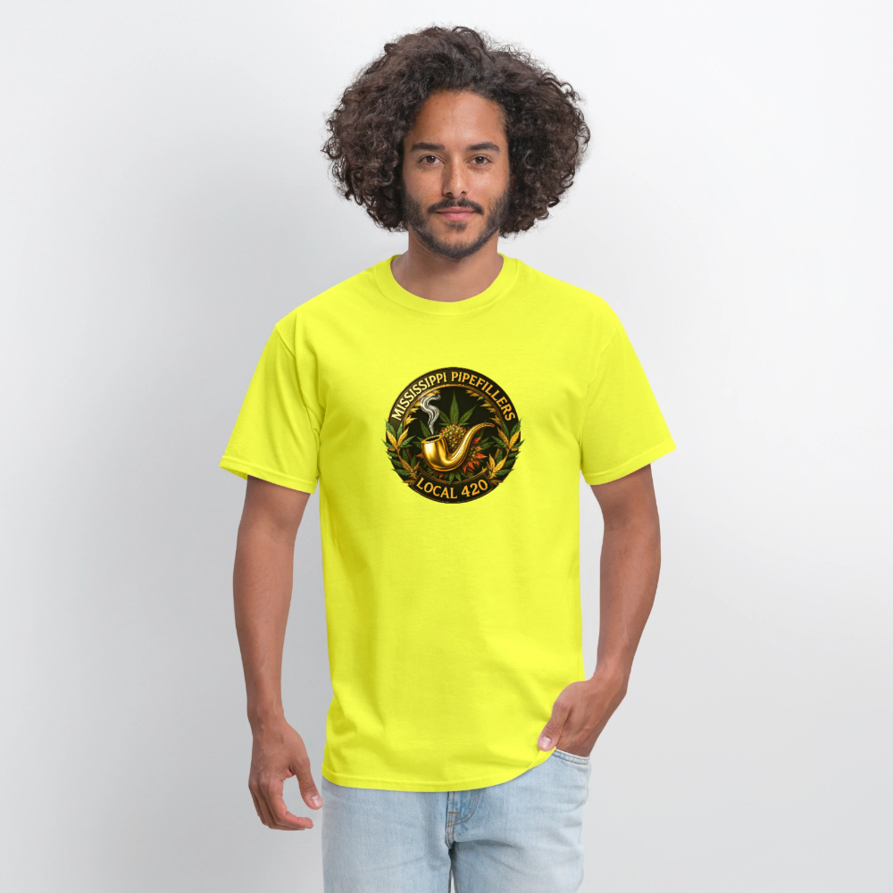 MISSISSIPPI PIPEFILLERS LOCAL 420 Men's T-Shirt - safety green
