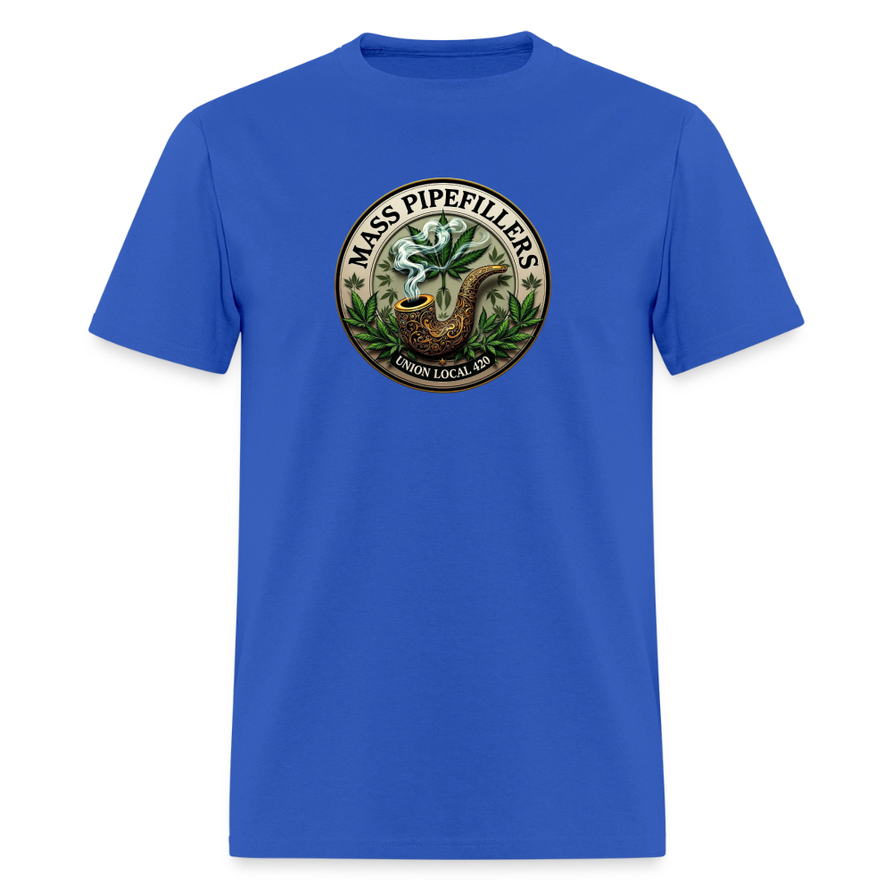 MASS PIPEFILLERS LOCAL 420 2 EMBLEM Men's T-Shirt - royal blue