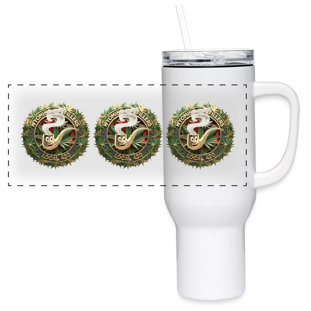 WYOMING PIPEFILLERS LOCAL 420 40oz Stainless Steel Travel Tumbler - white