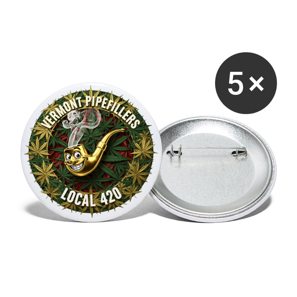 VERMONT PIPEFILLERS LOCAL 420 Union Buttons small 1'' (5-pack) - white