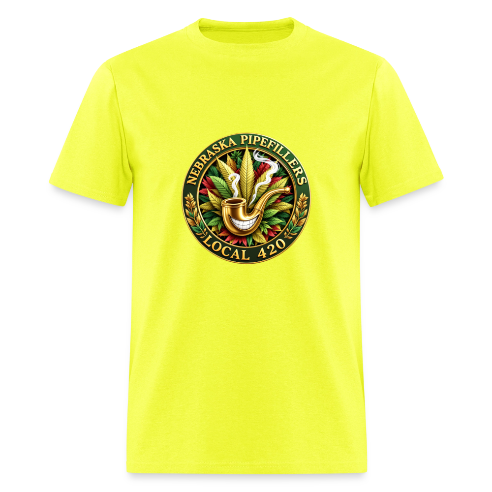 NEBRASKA PIPEFILLERS LOCAL 420 Men's T-Shirt - safety green