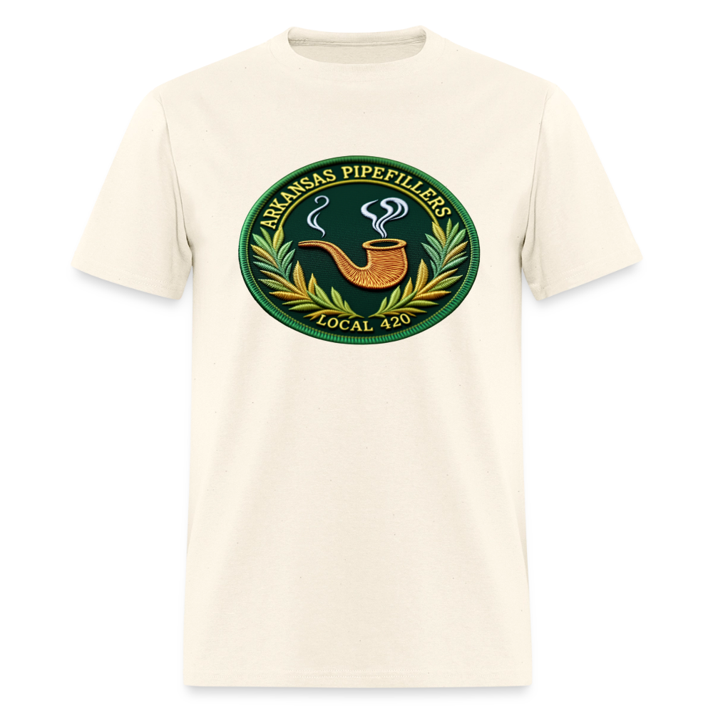ARKANSAS PIPEFILLERS LOCAL 420 F/B EMBLEMS  Men's T-Shirt - sweet cream heather