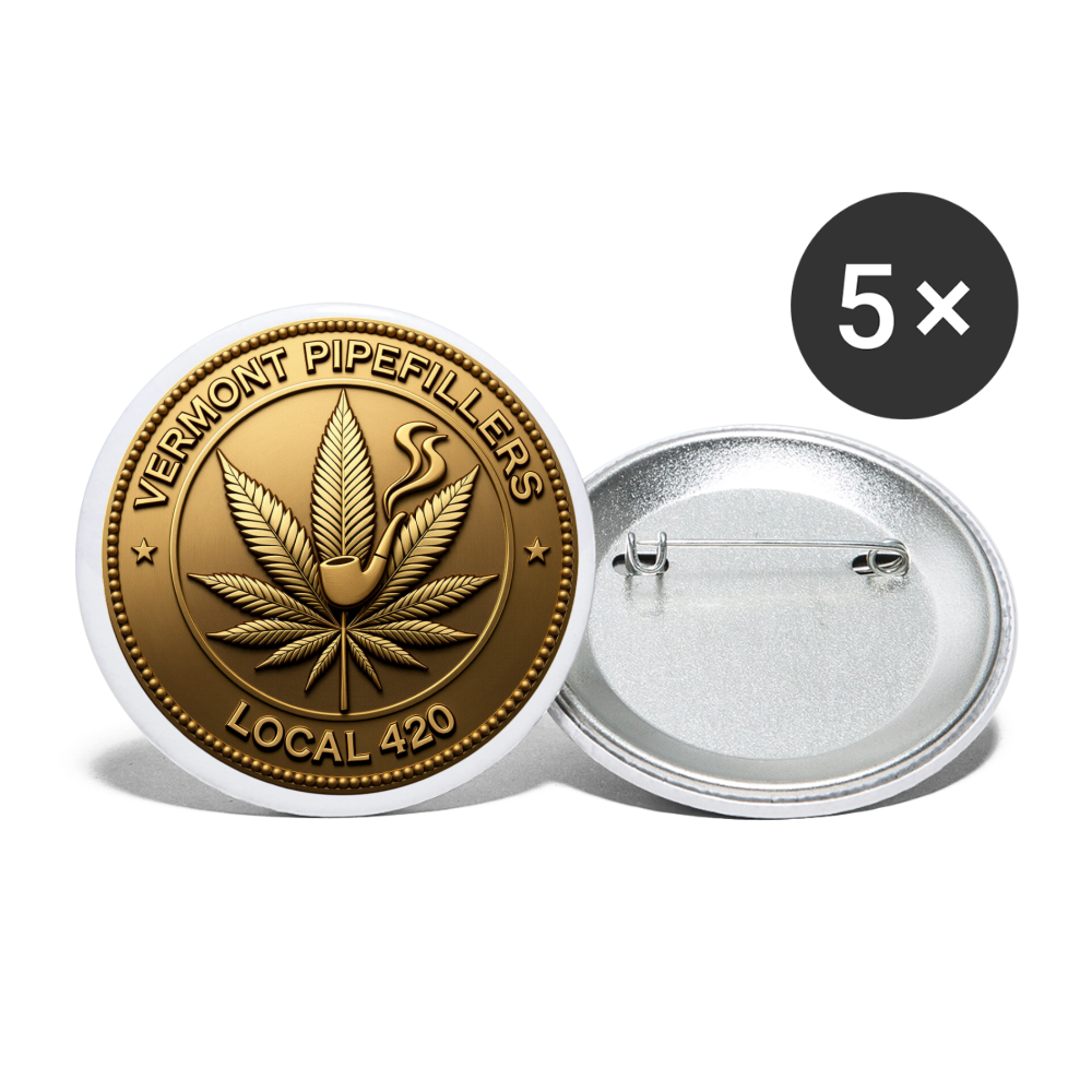 VERMONT PIPEFILLERS LOCAL 420 Union Buttons small 1'' (5-pack) - white