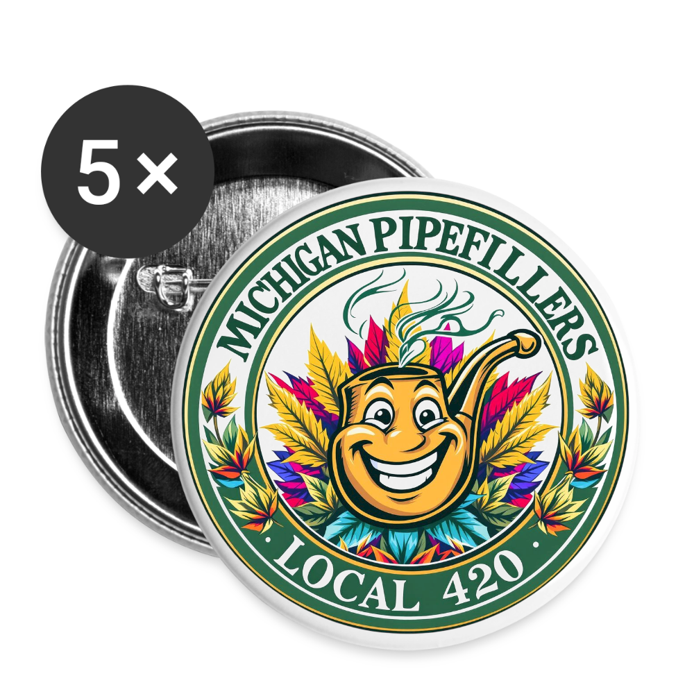MICHIGAN PIPEFILLERS LOCAL 420 Union Buttons small 1'' (5-pack) - white