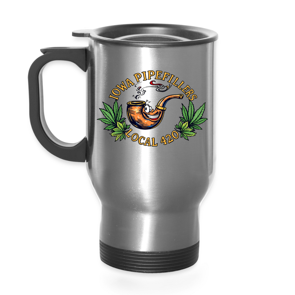 IOWA PIPEFILLERS LOCAL 420 14oz Stainless Steel Travel Mug - silver