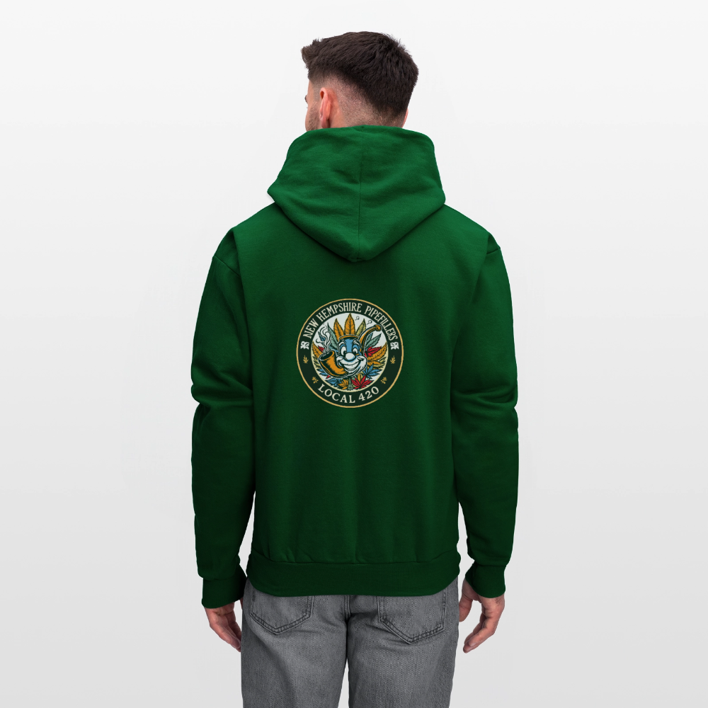 NEW HEMPSHIRE PIPEFILLERS LOCAL 420 2 EMBLEM Men's Hoodie - forest green