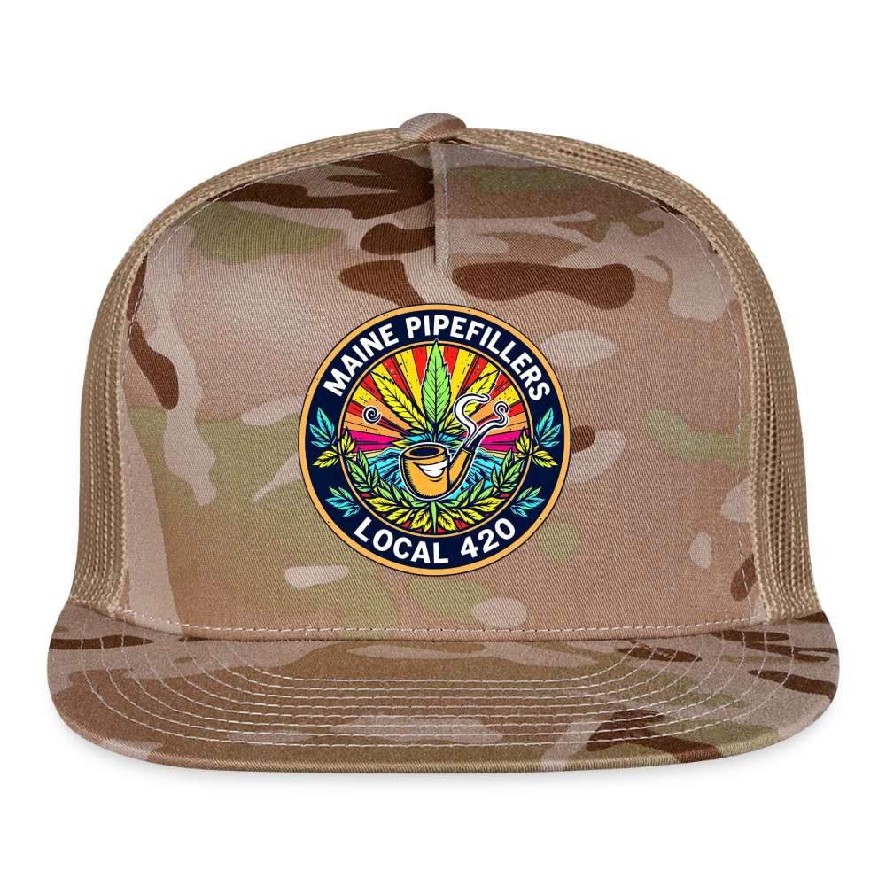 MAINE PIPEFILLERS LOCAL 420 CAMO Trucker Hat - MultiCam\tan