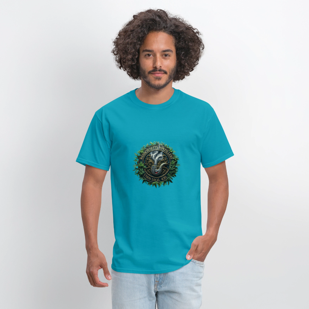 MASSACHUSETTS PIPEFILLERS UNION LOCAL 420 Men's T-Shirt - turquoise