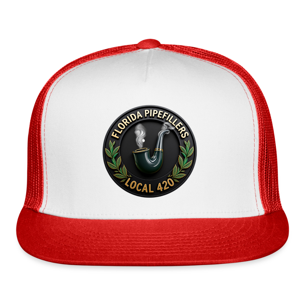 FLORIDA PIPEFILLERS LOCAL 420 Trucker Hat - white/red