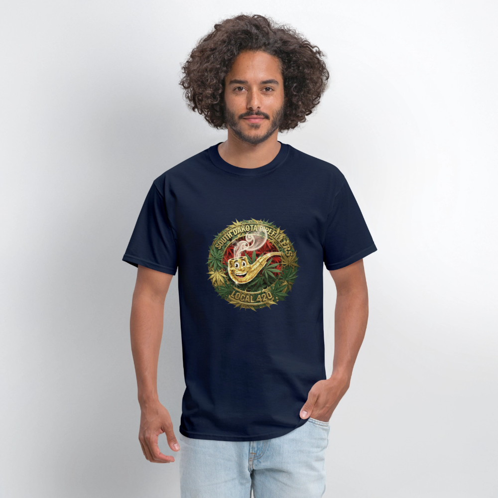 SOUTH DAKOTA PIPEFILLERS LOCAL 420  F/B DESIGN Men's T-Shirt - navy