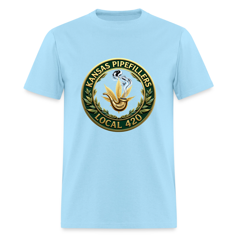 KANSAS PIPEFILLERS LOCAL 420 F/B DESIGNS Men's T-Shirt - powder blue
