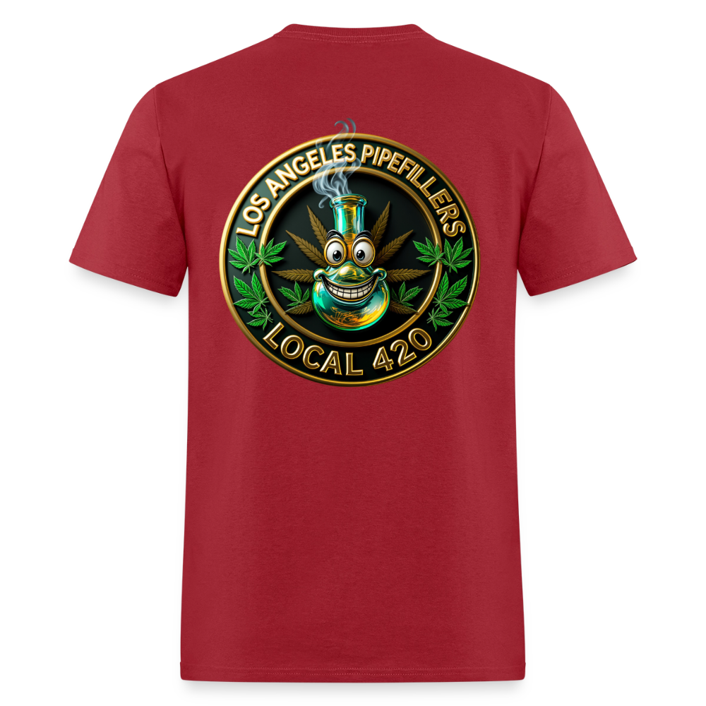 LOS ANGELES PIPEFILLERS LOCAL 420 F/B DESIGNS Men's T-Shirt - true red