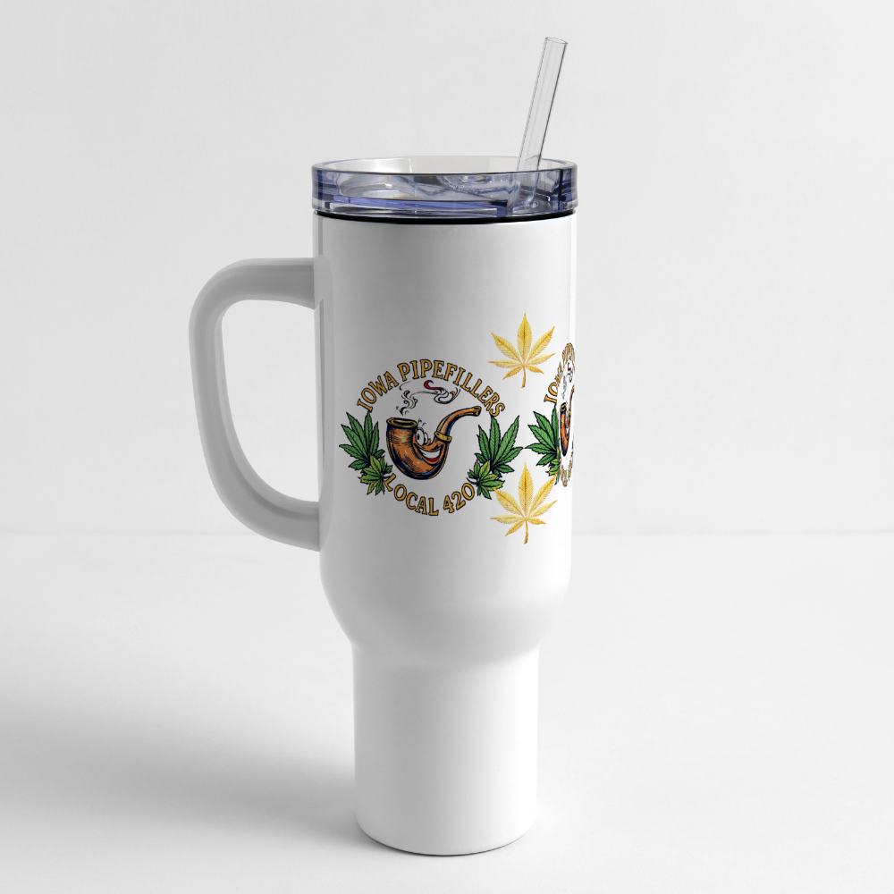 IOWA PIPEFILLERS LOCAL 420 40oz Stainless Steel Travel Tumbler - white