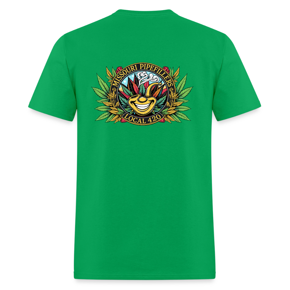 MISSOURI PIPEFILLERS LOCAL 420  F/B DESIGNS  Men's T-Shirt - bright green