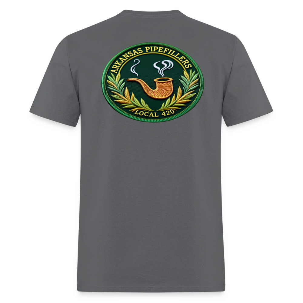 ARKANSAS PIPEFILLERS LOCAL 420 F/B EMBLEMS  Men's T-Shirt - charcoal