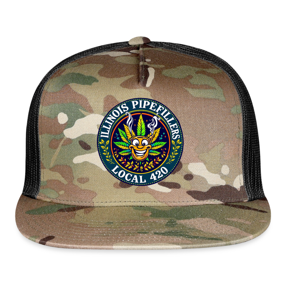 ILLINOIS PIPEFILLERS LOCAL 420 CAMO Trucker Hat - MultiCam\black