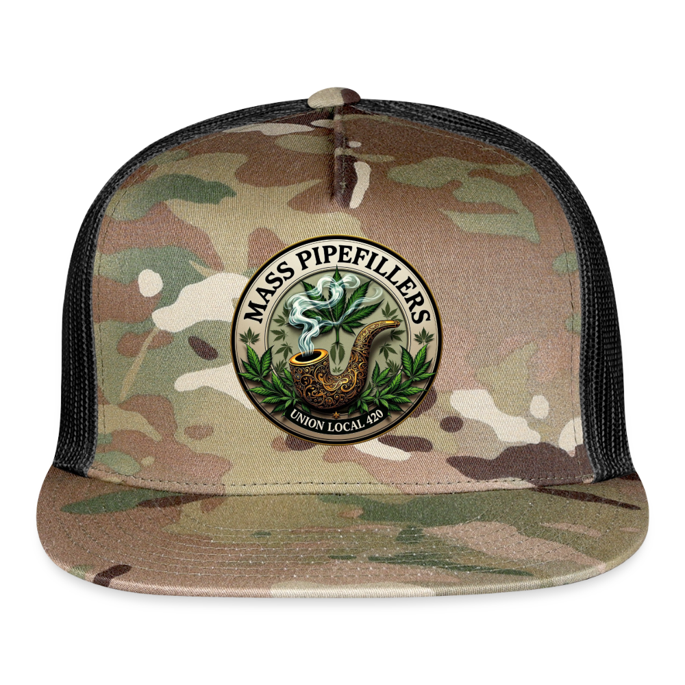 MASS PIPEFILLERS LOCAL 420 CAMO Trucker Hat - MultiCam\black