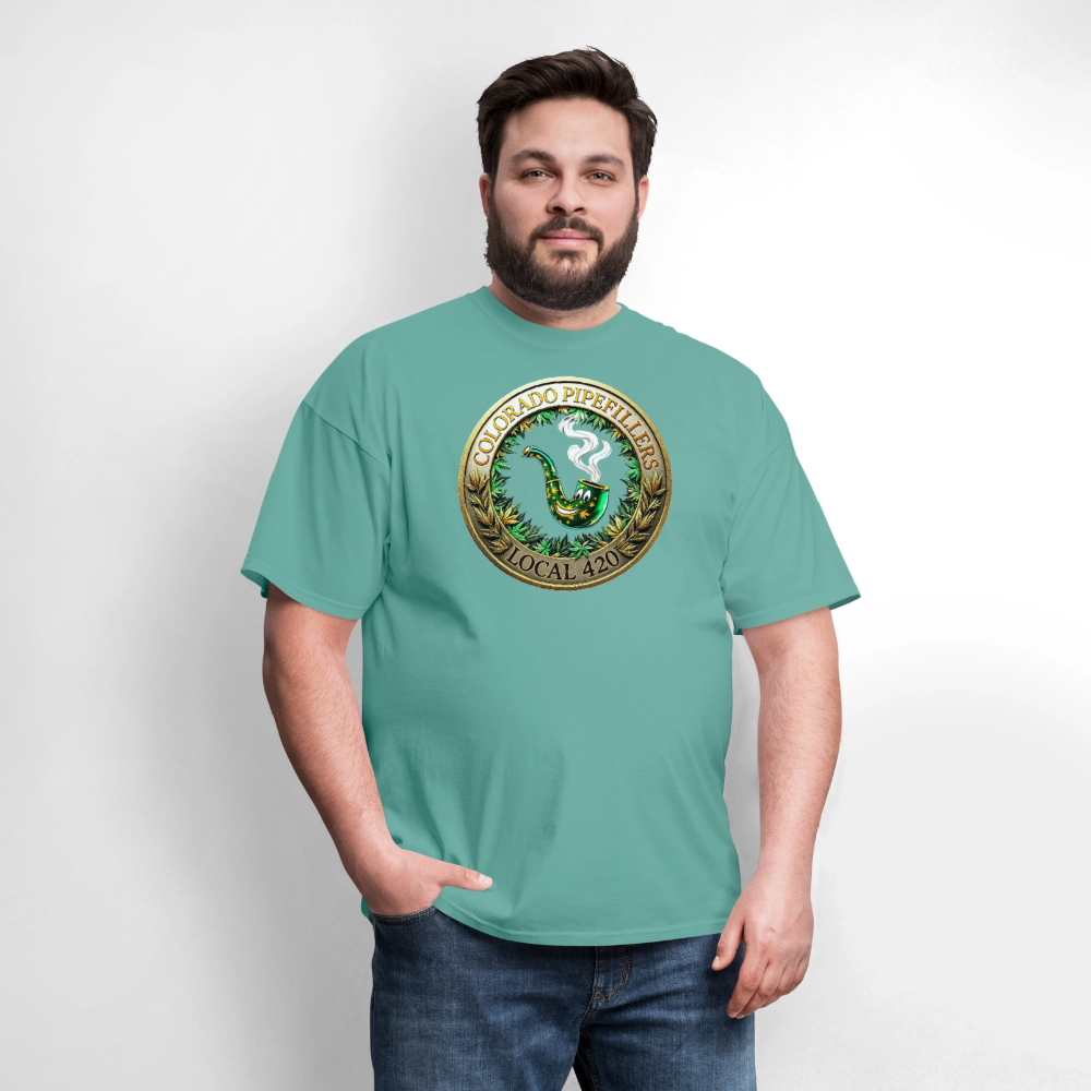 COLORADO PIPEFILLERS LOCAL 420 F/B EMBLEMS Men's T-Shirt - aquatic