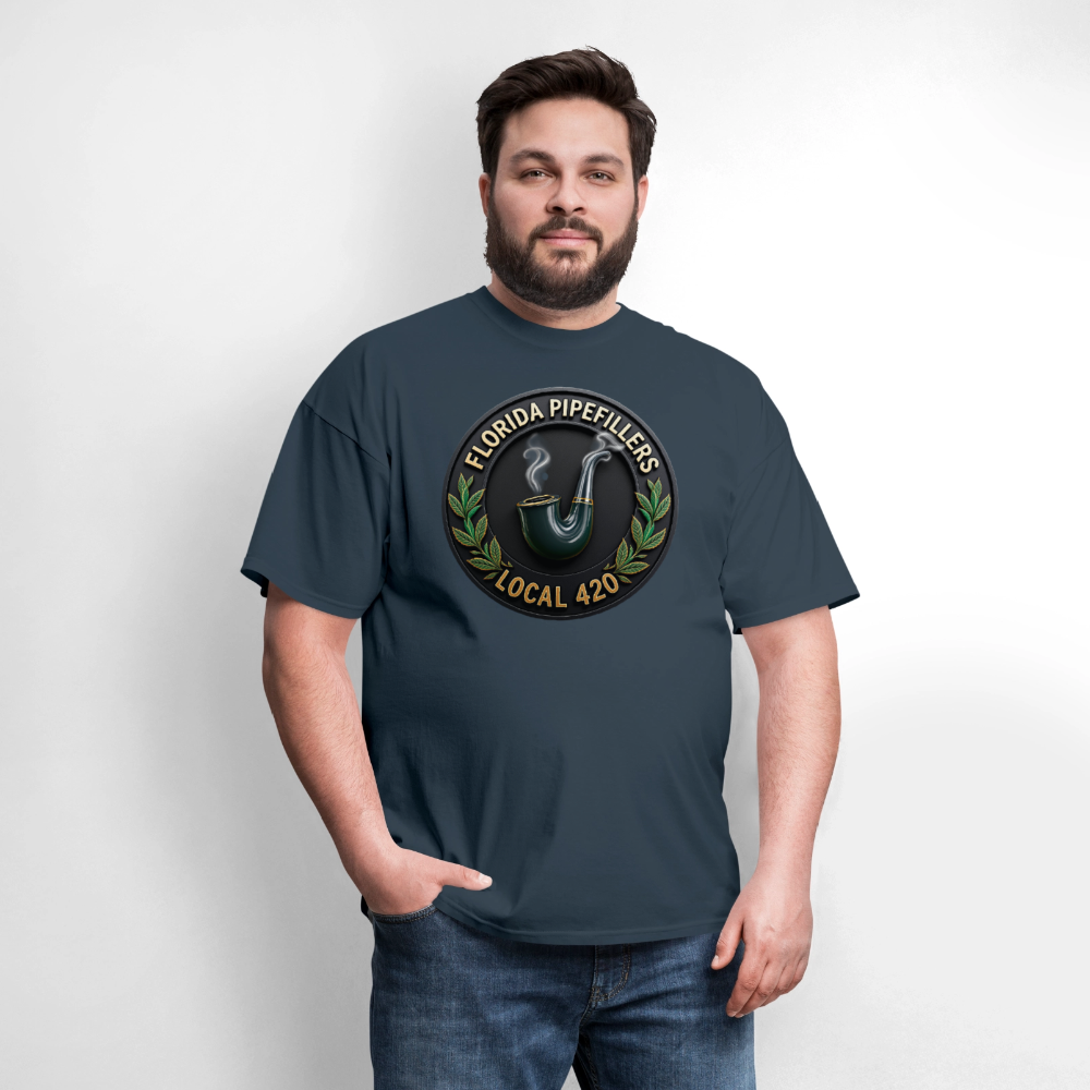 FLORIDA PIPEFILLERS LOCAL 420 F/B DESIGN Men's T-Shirt -  blue dusk