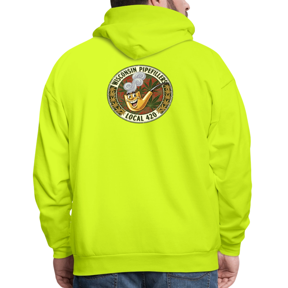 WISCONSIN PIPEFILLERS LOCL 420 F/B DESIGN Men's Hoodie - safety green