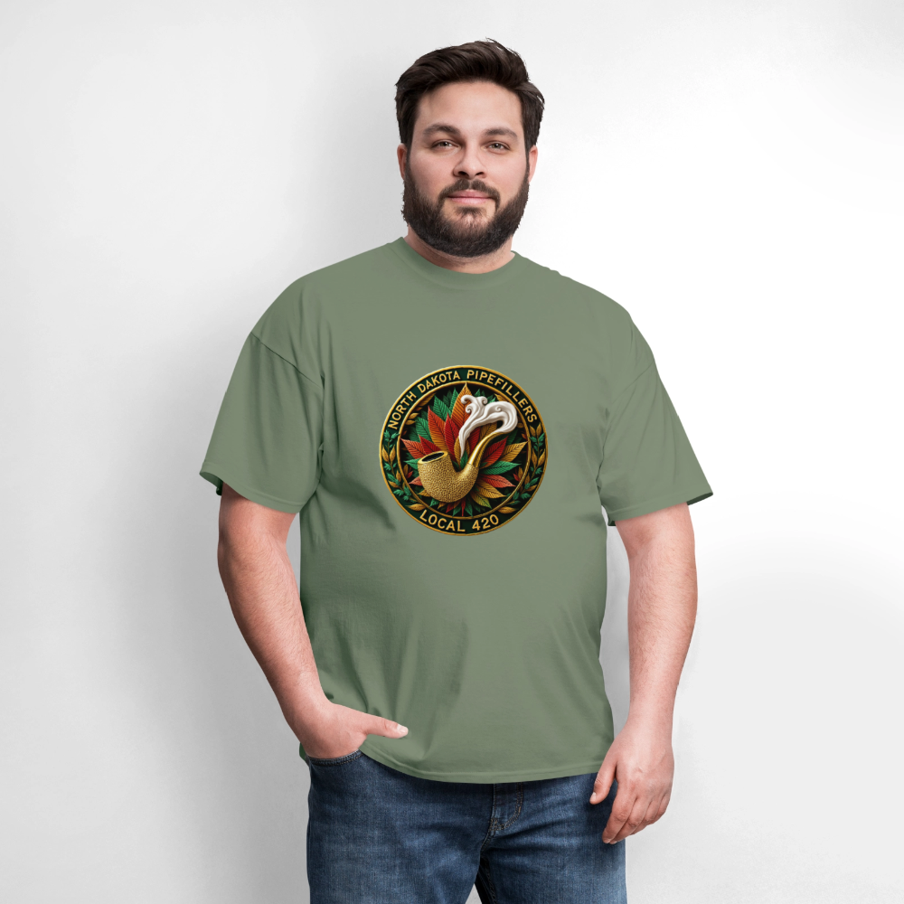 NORTH DAKOTA PIPEFILLERS LOCAL 420 F/B DESIGNS Men's T-Shirt - military green