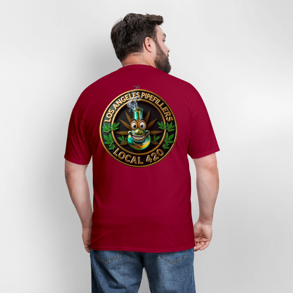 LOS ANGLES PIPEFILLERS LOCAL 420 2 EMBLEM Men's T-Shirt - true red