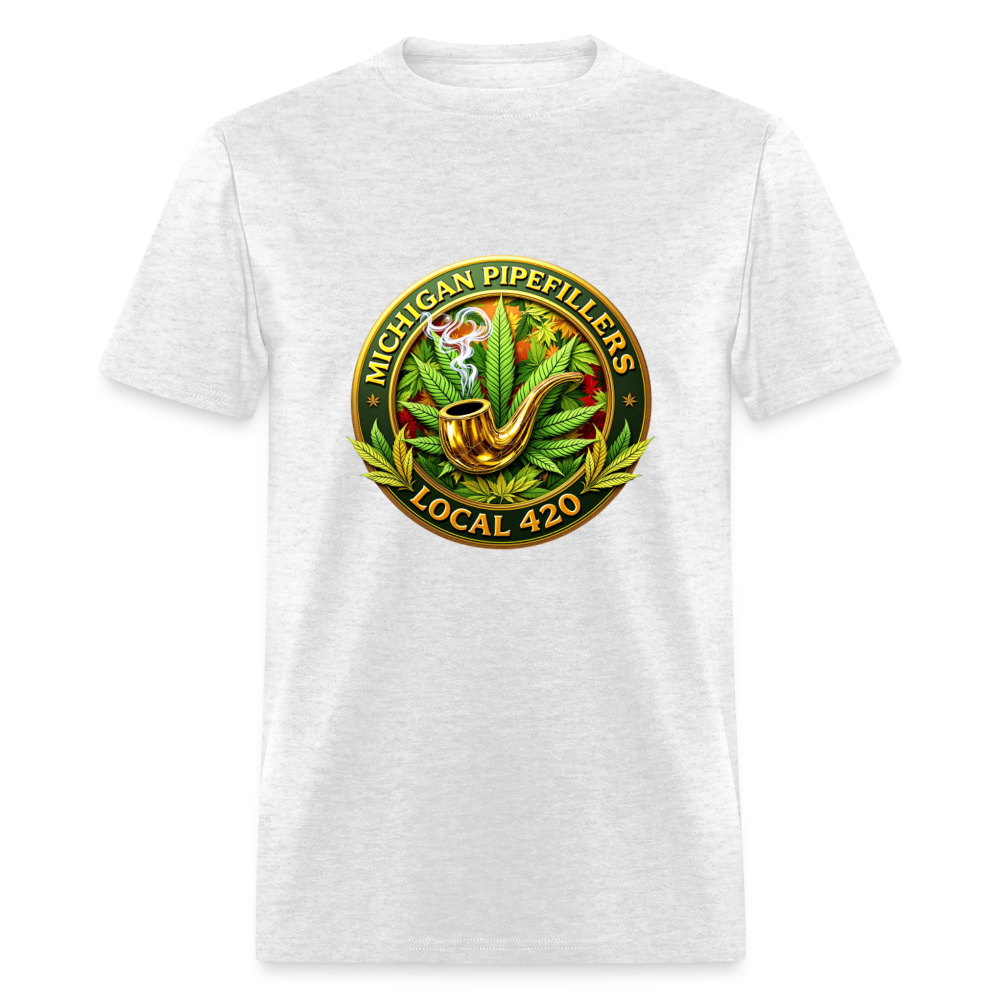 MICHIGAN PIPEFILLERS LOCAL 420 F/B DESIGN Men's T-Shirt - light heather gray