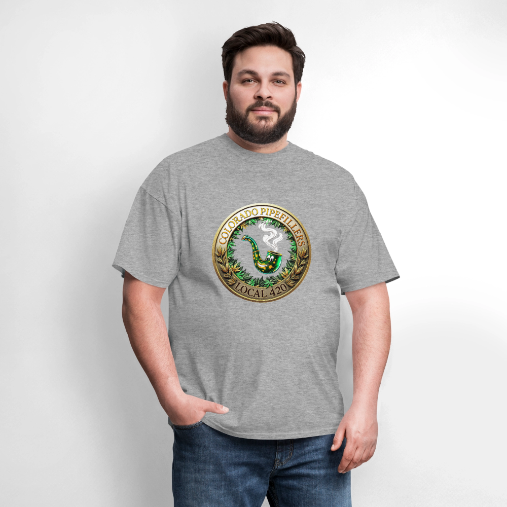 COLORADO PIPEFILLERS LOCAL 420 F/B EMBLEMS Men's T-Shirt - heather gray