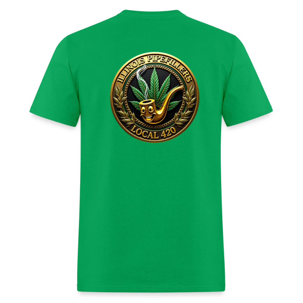 ILLINOIS PIPEFILLERS LOCAL 420 F/B EMBLEMS Men's T-Shirt - bright green