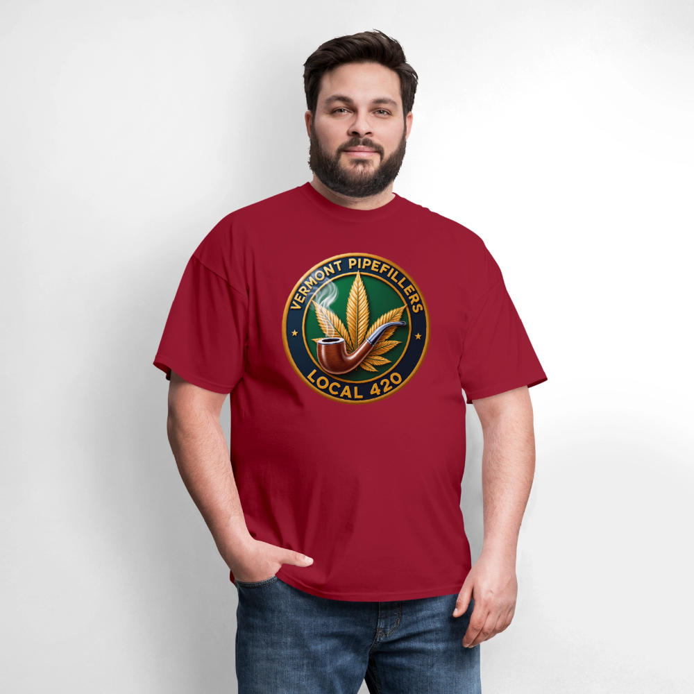 VERMONT PIPEFILLERS LOCAL 420 2 EMBLEM Men's T-Shirt - true red
