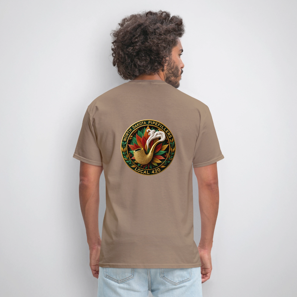 NORTH DAKOTA PIPEFILLERS LOCAL 420 F/B DESIGNS Men's T-Shirt - safari